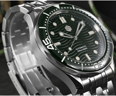 Pre-owned San Martin Men Luxury Watch Diver Luminous Automatic Mechanical Wristwatch 20atm