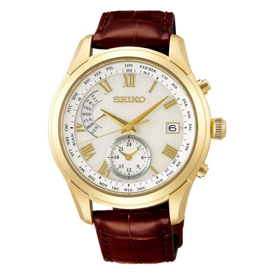 Pre-owned Seiko Brightz Saga312 Solar Radio Controlled World Time Titanium Case Men Watch