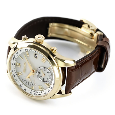 Pre-owned Seiko Brightz Saga312 Solar Radio Controlled World Time Titanium Case Men Watch