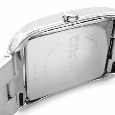 Pre-owned Dkny Ny1136 Men's Women Rectangle Steel Watch Silver Steel Braceket Silver Dial