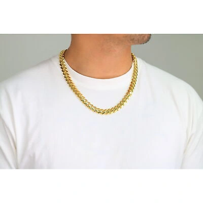 Pre-owned Nuragold 14k Yellow Gold Royal Monaco Miami Cuban Link 11mm Chain Pendant Necklace 22"