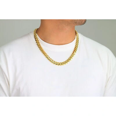 Pre-owned Nuragold 14k Yellow Gold Monaco Miami Cuban Link 11mm Chain Necklace Mens Womens 22"