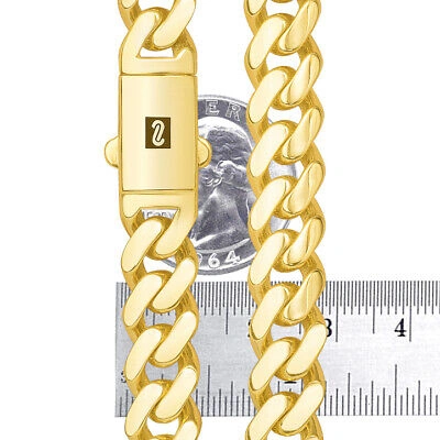 Pre-owned Nuragold 14k Yellow Gold Monaco Miami Cuban Link 11mm Chain Necklace Mens Womens 22"