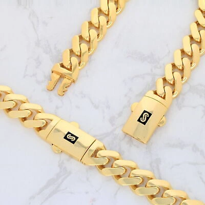 Pre-owned Nuragold 14k Yellow Gold Monaco Miami Cuban Link 11mm Chain Necklace Mens Womens 22"