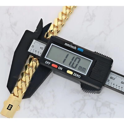 Pre-owned Nuragold 14k Yellow Gold Monaco Miami Cuban Link 11mm Chain Necklace Mens Womens 22"