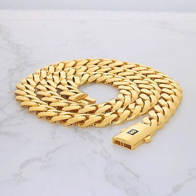 Pre-owned Nuragold 14k Yellow Gold Royal Monaco Miami Cuban Link 11mm Chain Pendant Necklace 22"