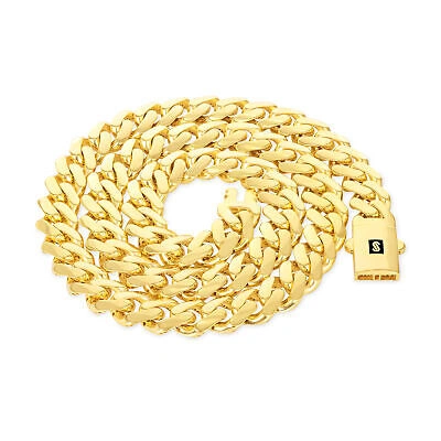 Pre-owned Nuragold 14k Yellow Gold Monaco Miami Cuban Link 11mm Chain Necklace Mens Womens 22"