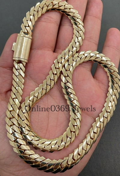 Pre-owned Online0369 Developed Razor Edge Design Super Him & Her Miami Cuban Link Necklace Chain In White