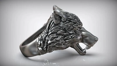 Pre-owned Liberty 18 Kt Gold Silver Wolf Ring Unisex Animalier Gift Made In Italy Sculpture In Varied