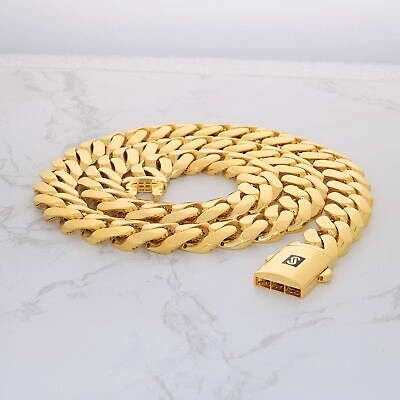 Pre-owned Nuragold 14k Yellow Gold Royal Monaco Miami Cuban Link Curb 15mm Mens Chain Necklace 22"