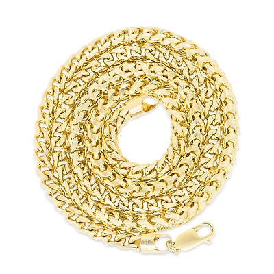 Pre-owned Nuragold 14k Yellow Gold Solid 5mm Mens Thick Franco Diamond Cut Necklace Chain 24"