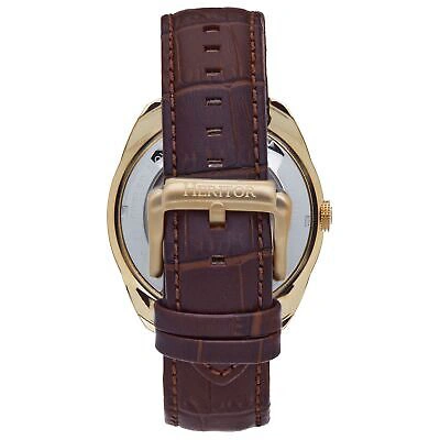 Pre-owned Heritor Automatic Roman Semi-skeleton Leather-band Watch - Gold/brown