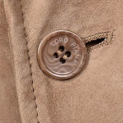 Pre-owned Loro Piana 100% Suede Silk And Cashmere Lined Button Down Leather Jacket In Beige