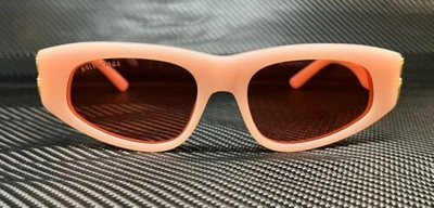 Pre-owned Balenciaga Bb0095s 003 Pink Rectangle Oval Women's 53 Mm Sunglasses In Red
