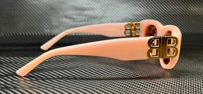 Pre-owned Balenciaga Bb0095s 003 Pink Rectangle Oval Women's 53 Mm Sunglasses In Red