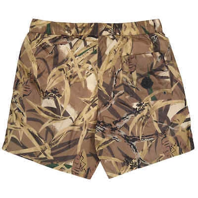 Pre-owned Moncler Men's Brown Leaf Print Swim Shorts