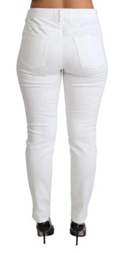 Pre-owned Dolce & Gabbana Dolce&gabbana Women White Jeans Pants Cotton Blend Stretch Skinny Denim Trousers