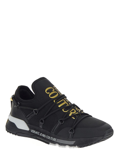 Shop Versace Jeans Couture Logo Printed Sneakers In Black
