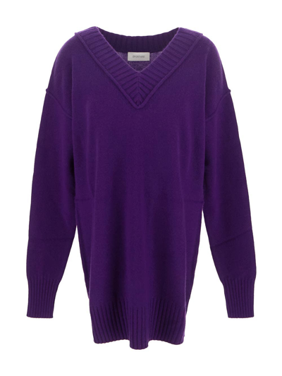 Shop Sportmax Knit V-neck Sweater In Purple