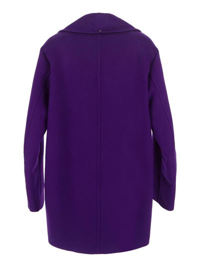 Shop Sportmax Oversized Pure-wool Pea Coat In Purple