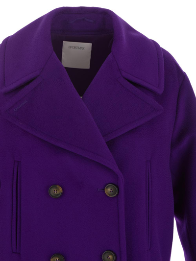 Shop Sportmax Oversized Pure-wool Pea Coat In Purple