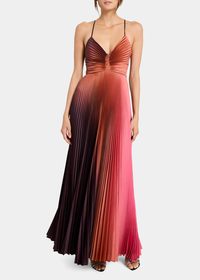 Shop A.l.c Ariya Pleated Open-back Maxi Dress In Pinkchoco