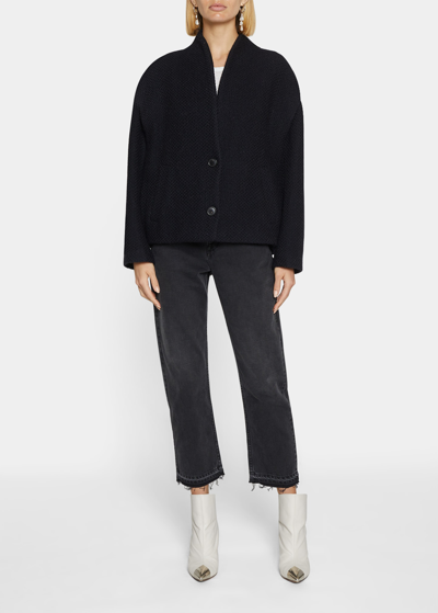 Shop Isabel Marant Étoile Drogo Button-front Sweater Jacket In Black Midnight