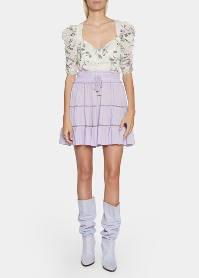Shop Isabel Marant Étoile Lioline Tiered Elastic Mini Skirt In Lilac