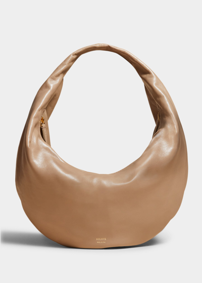 Shop Khaite Olivia Medium Leather Hobo Bag In 905 Taupe