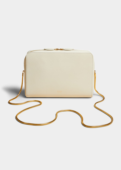 Shop Khaite Anna Zip Leather Crossbody Bag In 101 Ivory