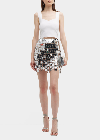 Shop Paco Rabanne Mirrored Sequin Chainmail Mini Skirt In Silver
