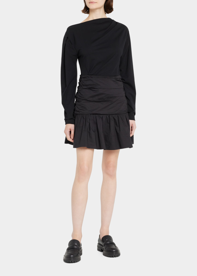 Shop Tanya Taylor Iris Gathered Jersey Mini Dress In Black