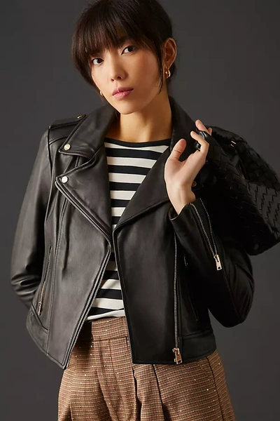 Shop Lamarque Donna Leather Jacket In Black