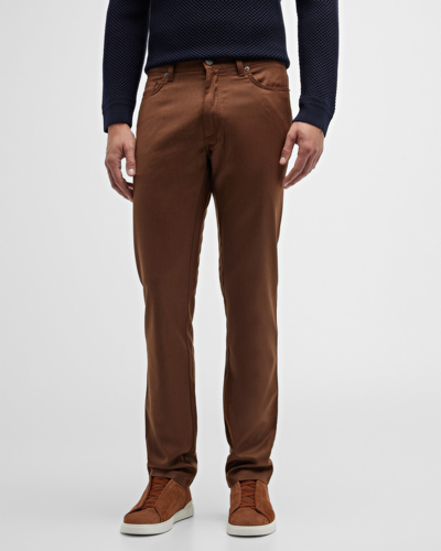 Shop Zegna Men's Vicuna 5-pocket Pants In Light Brown Solid