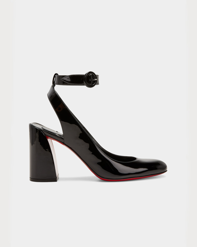Shop Christian Louboutin Miss Sab Patent Red Sole Pumps In Black