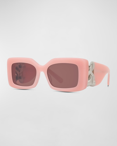 Shop Stella Mccartney Falabella Rectangle Acetate Sunglasses In Shiny Pink