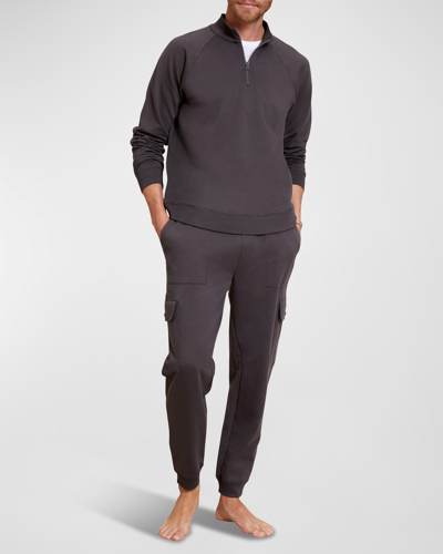 Shop Barefoot Dreams Men's Pima Cotton Half-zip Pullover Sweater In Carbon