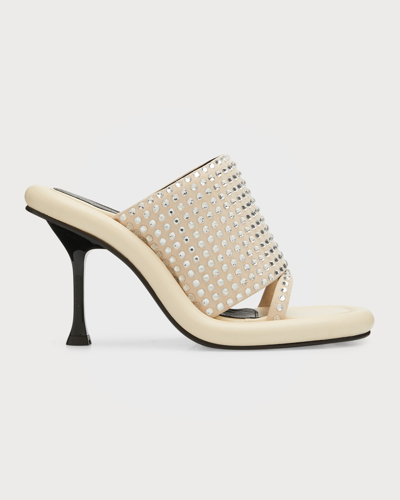 Shop Jw Anderson Bumper Crystal Stiletto Mules In Natural