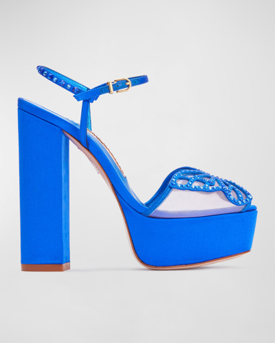 Shop Sophia Webster Farfalla Crystal Butterfly Platform Sandals In Sapphire