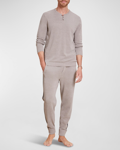 Shop Barefoot Dreams Men's Henley Pullover Sweater In Nickel