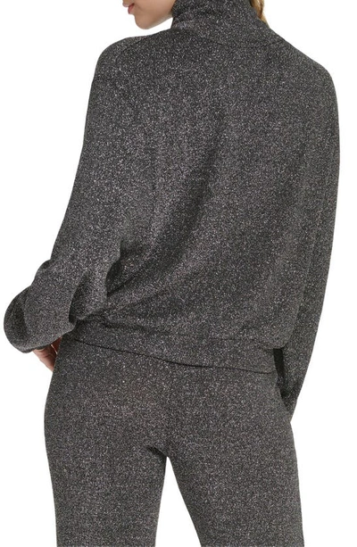 Shop Andrew Marc Sport Glitzy Knit Turtleneck Sweater In Black