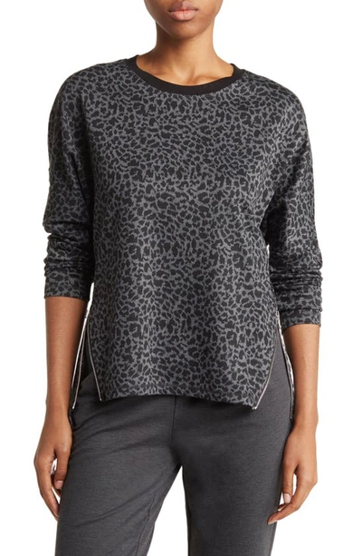 Shop Patrizia Luca Side Zip Leopard Print Top In Grey