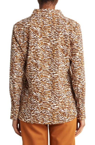 Shop Patrizia Luca Gathered Front Blouse In Brown