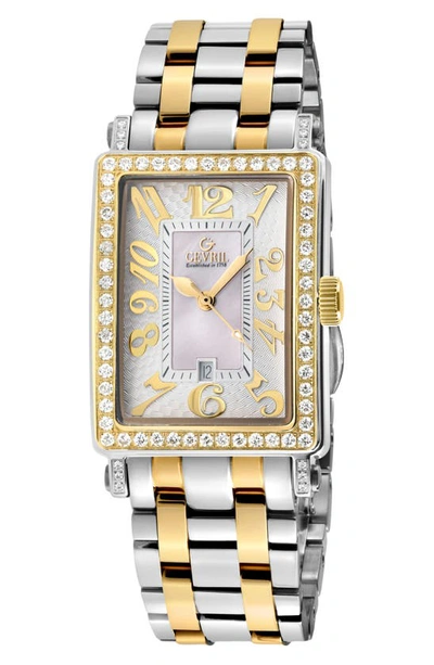 Shop Gevril Ave Of America's Mini Diamond Two Tone Watch, 25mm X 32mm In Two Tone Ipyg/ Ss