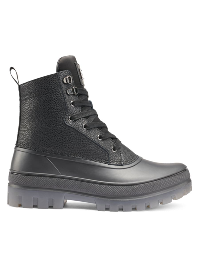 Shop Karl Lagerfeld Men's Leather Winter Boot In Black