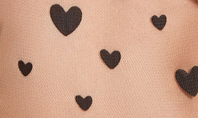Hauty Burnout Heart Strappy Back Mesh Teddy In Black