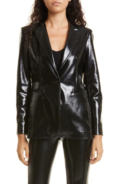 Shop Alice And Olivia Logan Faux Leather Blazer In Black