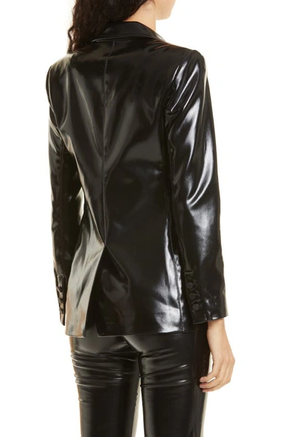 Shop Alice And Olivia Logan Faux Leather Blazer In Black