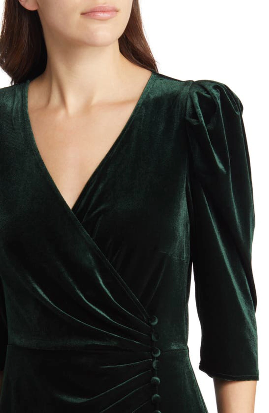Chelsea28 Faux Wrap Velvet Midi Dress In Green ModeSens