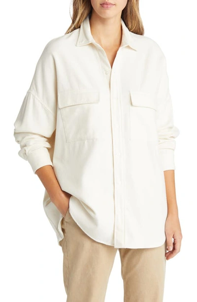 Shop Frank & Eileen Mcloghlin Oversize Cotton Shirt Jacket In Winter White